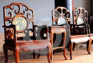 Chinese ancient living room and wooden Chair