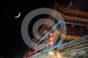 Chinese ancient palace, ancient city wall and gate in Xi\'an, Shaanxi Province, China, Silk Roads