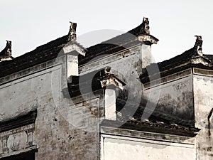Chinese ancient wall and roof Coping in Hon Cun