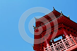 Chinese antique  Architecture pavilion tower and blue sky