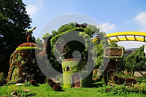 Chinese architecture.Green sculpture