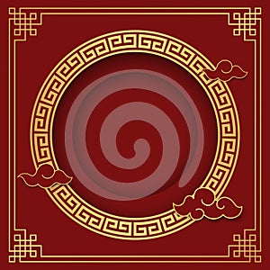 Chinese background, decorative classic festive red background and gold frame