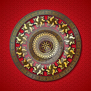 Chinese background with decorative vector ornament.