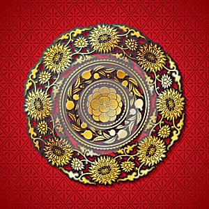 Chinese background with decorative vector ornament.