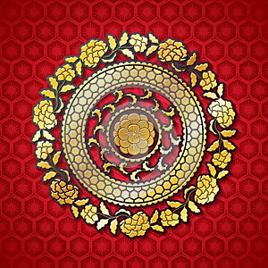 Chinese background with decorative vector ornament.