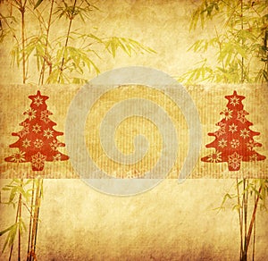 Chinese bamboo trees with texture of handmade paper