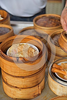 Chinese Bamboo Yam Cha dim sum chicken wrap