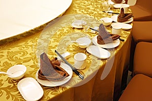 Chinese banquet table setting.