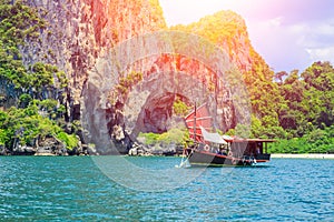 Chinese barque boat at Thailand summer travel sea