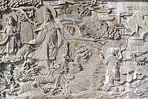 Chinese bas-relief, stone, gray