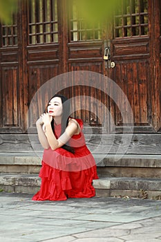 Chinese beauty relaxing and enjoy her vactaion