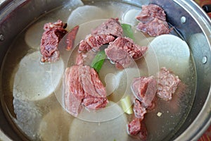 Chinese beef and radishes soup