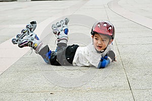 Chinese boy playing skate