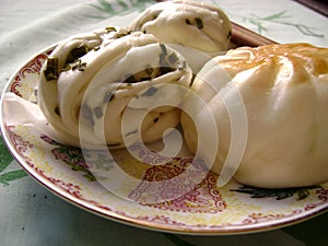 Chinese breakfast steamed bun and twisted roll