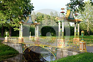 Chinese bridge in Alexander Park in Tsarskoye Selo.