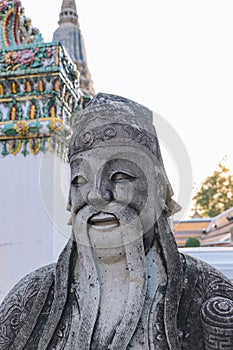 Chinese Buddha statues wat arun bangkok thailand.