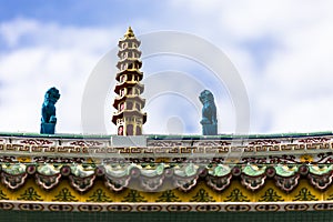 Chinese buddhist temple roof at Supasarnrangsan Road Hat Yai Songkhla Thailand