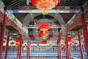 Chinese building architecture with lantern decoration in holiday