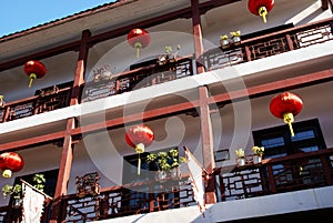 Chinese building with lantern