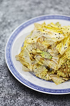 Chinese cabbage salad with sesame dressing (Qian Long Bai Cai ), Beijing food