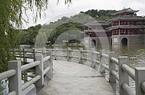 Chinese callery balustrades and pavilion