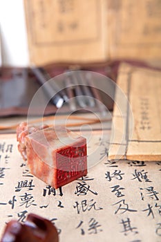 Chinese calligraphy art related calligraphy works and seals and other related items