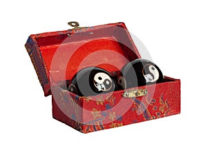 Chinese casket with yin yan balls