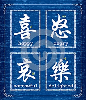 Chinese character symbol about emotions