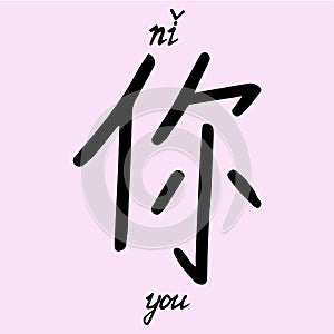 Chinese character you with translation into English