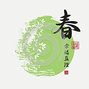 Chinese characters Spring, Happiness, Truth