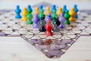 Chinese checkers with colorful counters