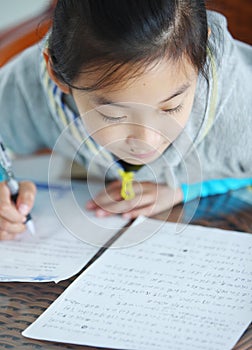 Chinese child makes homework