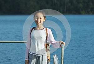 Chinese child visit lark lake photo