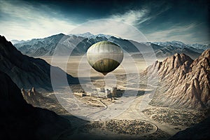 Chinese China spy balloon baloon flying over united states of america military missile base illustration generative ai photo
