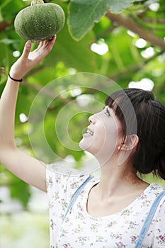 Chinese city girl in garden