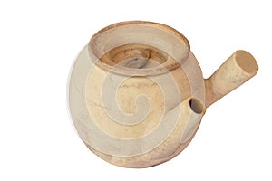 Chinese clay pot for boiling medicine concoctions on white background