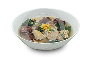 Chinese clear soup with boiled entrails photo
