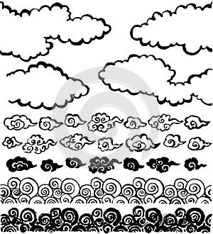 Chinese cloud. handwritten brush stroke illustrations.