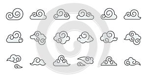 Chinese Cloud icon raw material for use, filled outline editable