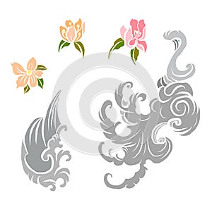 Chinese cloud vector for coloring book