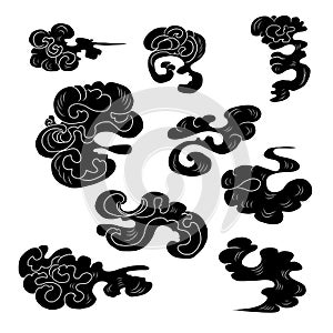 Chinese cloud vector for coloring book and printing on white background.