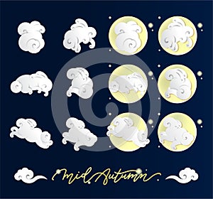 Chinese cloud vector illustration. Rabbit clouds shape