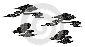 Chinese clouds and wane vector  on background pattern for printing design.Chinese tattoo.Korean background for tattoo style.