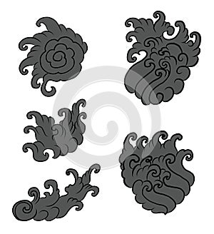 Chinese clouds and wave.Traditional Japanese wave vector.