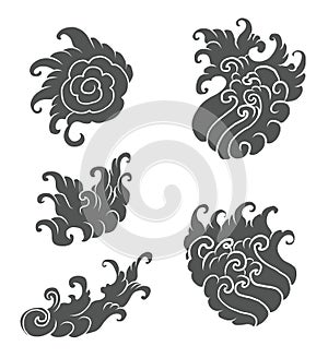 Chinese clouds and wave.Traditional Japanese wave vector.