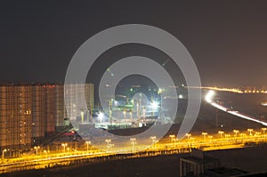 Chinese construction site at night