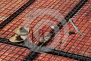 Chinese construction site in rice field village