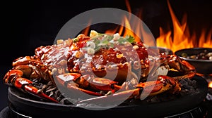 Chinese Crab On Burner: Layers Of Texture, Bold Colors, And High Definition
