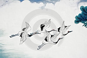 Chinese crane bird painting