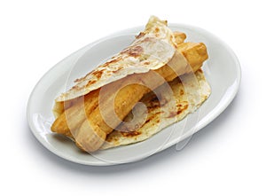 Chinese cruller in layered flatbread, taiwanese food